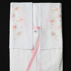 画像1: 和装肌着　刺繍レース袖付きスリップ　ピンク　（M）