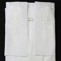 画像1: 和装肌着　刺繍袖付き半襦袢　袷襟掛け　白（L）