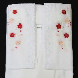 画像1: 和装肌着　刺繍袖付き半襦袢　袷襟掛け　赤（S）