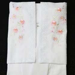 画像1: 夏物和装肌着　刺繍袖付き 半襦袢 絽襟掛け　ピンク（L）