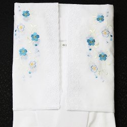 画像1: 夏物和装肌着　刺繍袖付き 半襦袢 絽襟掛け　青（S）