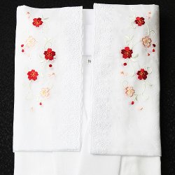 画像1: 夏物和装肌着　刺繍袖付き 半襦袢 絽襟掛け　赤（L）