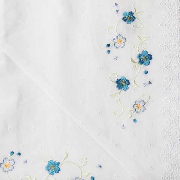 画像1: 夏物和装肌着　刺繍レース裾除け　青（S） (1)