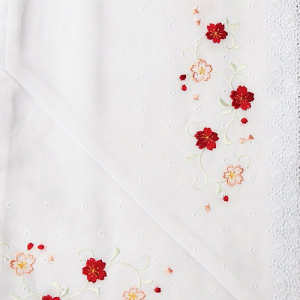 画像1: 和装肌着　刺繍レース裾除け　赤（M） (1)