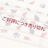 友禅帯揚げ　CAT’S　アイボリー地／ココア・キャメル（01）