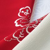 ポリエステル刺繍半襟　リボンフラワー　赤（04）