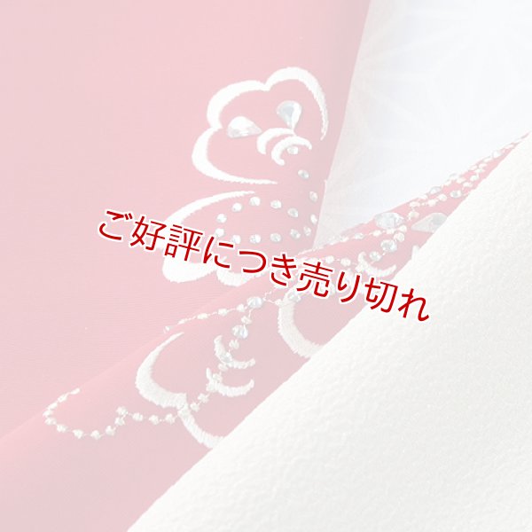 画像1: ポリエステル刺繍半襟　リボンフラワー　赤（04） (1)