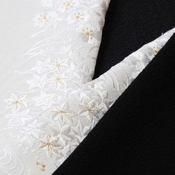 画像1: 黒留袖（礼装用）半襟　【正絹素材】　百花繚乱　白／金