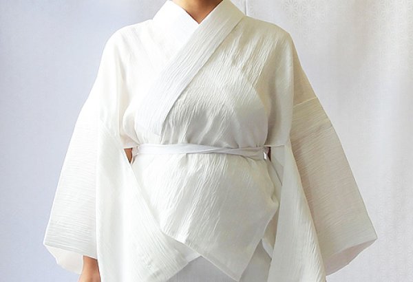 画像1: 夏物和装肌着　本麻楊柳 半襦袢 （ 本麻胴 ）（M） (1)
