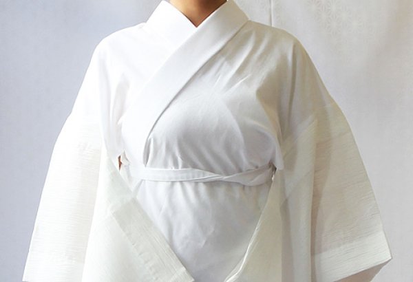 画像1: 夏物和装肌着　本麻楊柳 半襦袢 （ さらし胴 ）（L） (1)