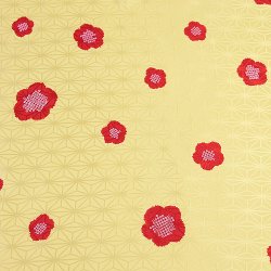 画像1: 和装肌着　二部式襦袢　綸子友禅　輪出し（りんだし）（黄色／赤）　半襦袢のみ　S