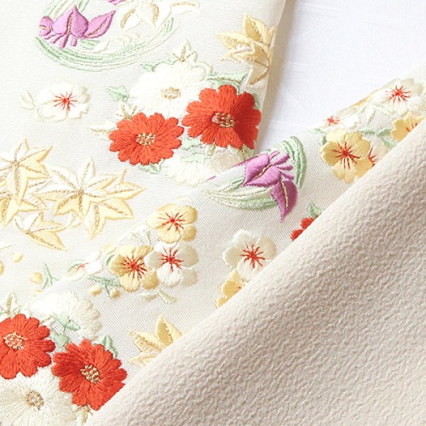画像1: 刺繍半襟　花丸紋　（02） (1)