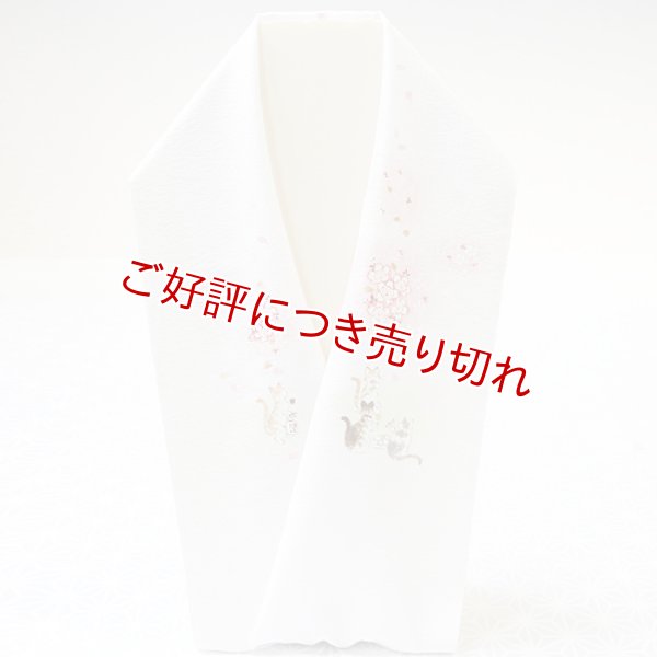 画像1: 手描き半襟　猫のお花見 (1)