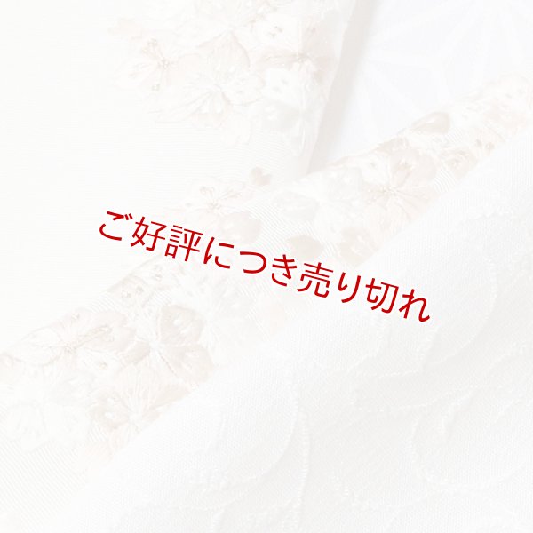 画像1: 刺繍半襟　丸紋桜　オフホワイト地（31） (1)