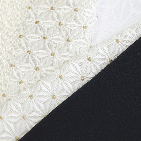 画像1: 刺繍半襟　麻の葉　オフホワイト（04） (1)