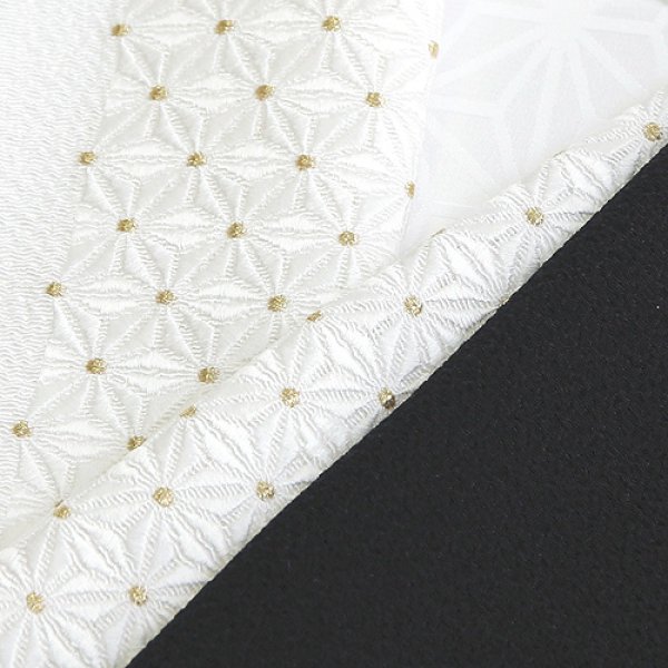 画像1: 刺繍半襟　麻の葉　白 (1)