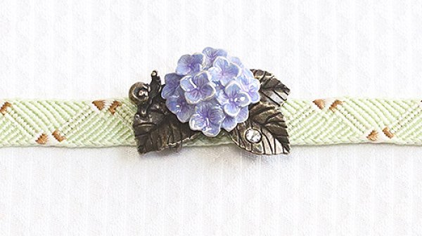 画像1: ピューター帯留め　紫陽花 (1)