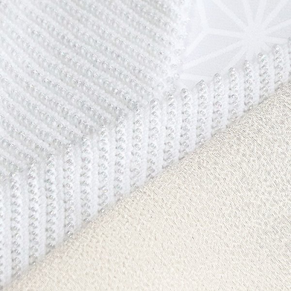 画像1: 刺繍半襟　ビーズ　タズナ（白） (1)