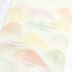画像1: 絽　友禅帯揚げ　五色遠山ぼかし