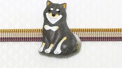 画像1: 帯留め　柴犬（黒）