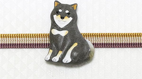 画像1: 帯留め　柴犬（黒） (1)