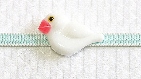 画像1: 帯留め　白文鳥 (1)