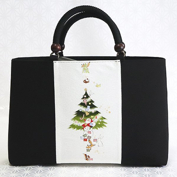 画像1: KIMONOバッグ 手描き友禅　クリスマス (1)