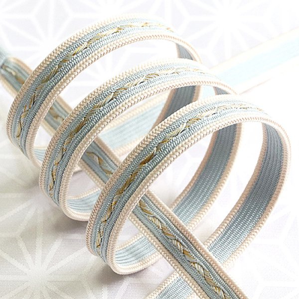 画像1: 長尺帯締め　角朝枡花青海撚房　ライトブルー（02） (1)