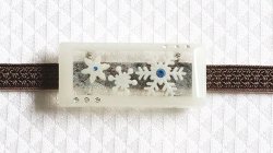 画像1: 帯留め　アイスブルーの結晶（四角　クリア）