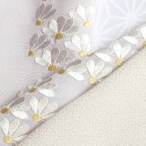 刺繍半襟　扇面菊　ラベンダーグレー（03）