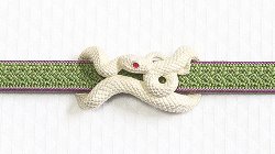 画像1: ピューター帯留め　大蛇(ホワイト)