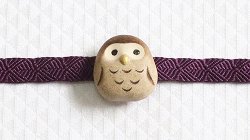 画像1: 帯留め　ふくろう(陶土)