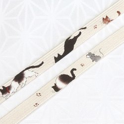 画像1: 帯締め　角朝手描き撚房　洋ねこ