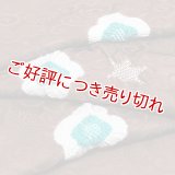 帯揚げ　輪出し白場取り小花　コーヒー色／ピーコックブルー（39）