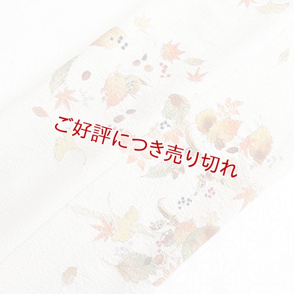 画像1: 手描き帯揚げ　リスと森の木の実（グレー） (1)