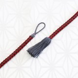 羽織紐　女中　吊四津撚房　深赤／鈍色（にびいろ）（01）