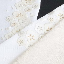 画像1: 刺繍半襟　光琳梅　白地（05）