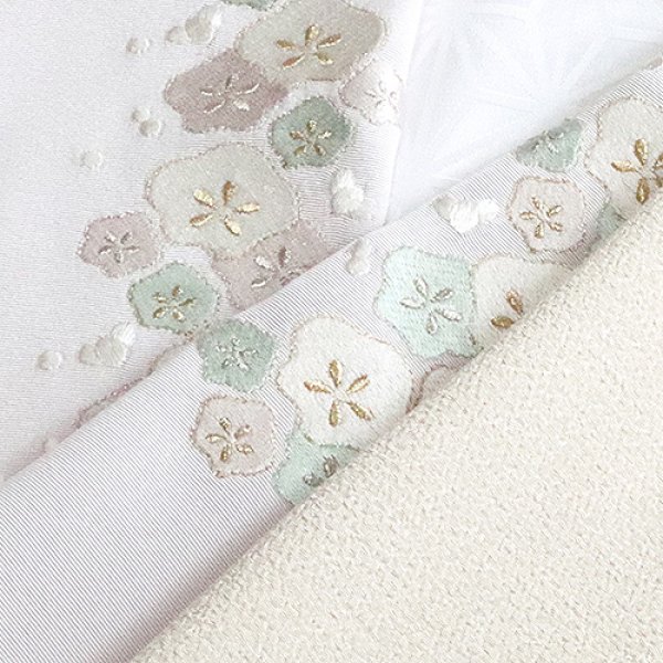画像1: 刺繍半襟　光琳梅　白藤色地（03） (1)