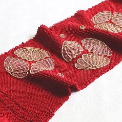 画像1: 総絞り帯揚げ　鞠菊　深赤（エバース）（01）