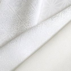 画像1: 白半襟　柄　正絹紋意匠　華菱