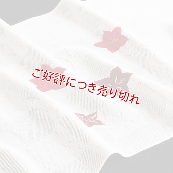 画像1: 帯揚げ 紋紗　二色桔梗に露芝　深赤・臙脂（01） (1)