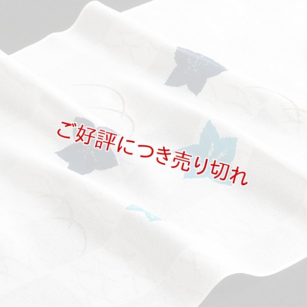 画像1: 帯揚げ 紋紗　二色桔梗に露芝　留紺・露草色（03） (1)