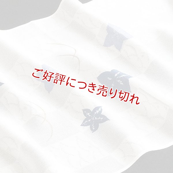 画像1: 帯揚げ 紋紗　二色桔梗に露芝　紅掛空色・青藍（04） (1)