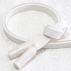 画像1: 帯締め　角朝無地撚房　白（31）