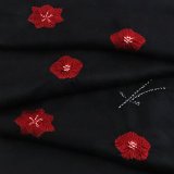 帯揚げ　輪出し吹き寄せ　漆黒／臙脂（29）