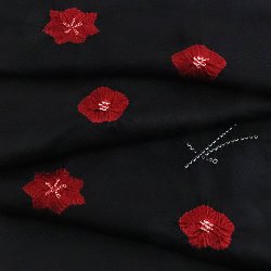 画像1: 帯揚げ　輪出し吹き寄せ　漆黒／臙脂（29）