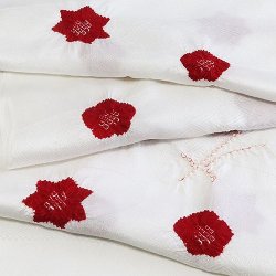 画像1: 帯揚げ　輪出し吹き寄せ　白／深赤（02）