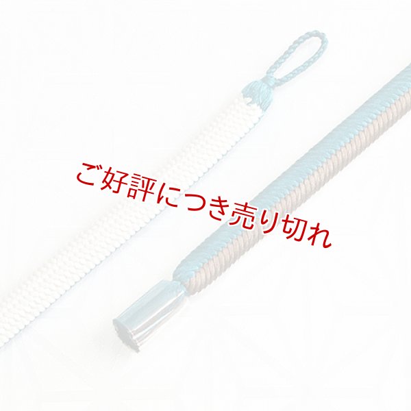 画像1: 羽織紐　丸平唐大和二色立別昼夜　銀煤竹（ぎんすすだけ）・孔雀（くじゃく）／オフホワイト（21） (1)