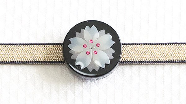 画像1: 帯留め　八重桜（白） (1)