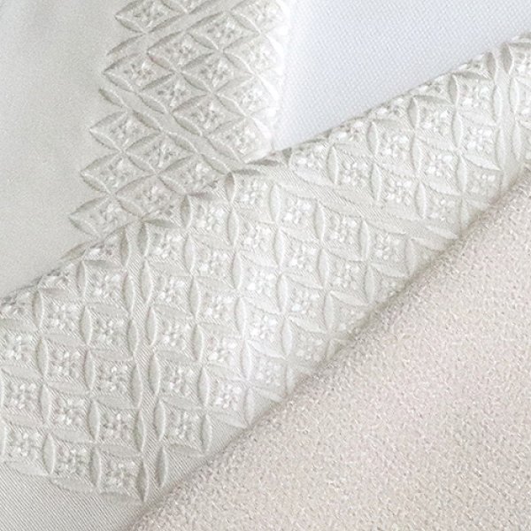 画像1: 刺繍半襟　七宝菊　オフホワイト（04） (1)